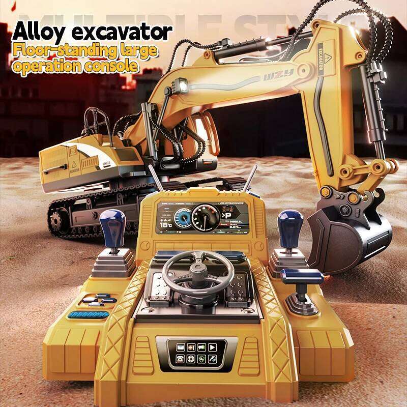 12/13/15 Ch Alloy Car Remote Control Excavator Rc Clawer Engineering Vehicle Floor Steering Wheel Kids Xmas Newyear Gift C260305