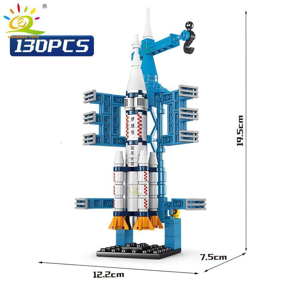 HUIQIBAO Mini Space Aviation Manned Rocket Model Building Blocks City Aerospace Bricks Children Construction Toys for Kids Z260306