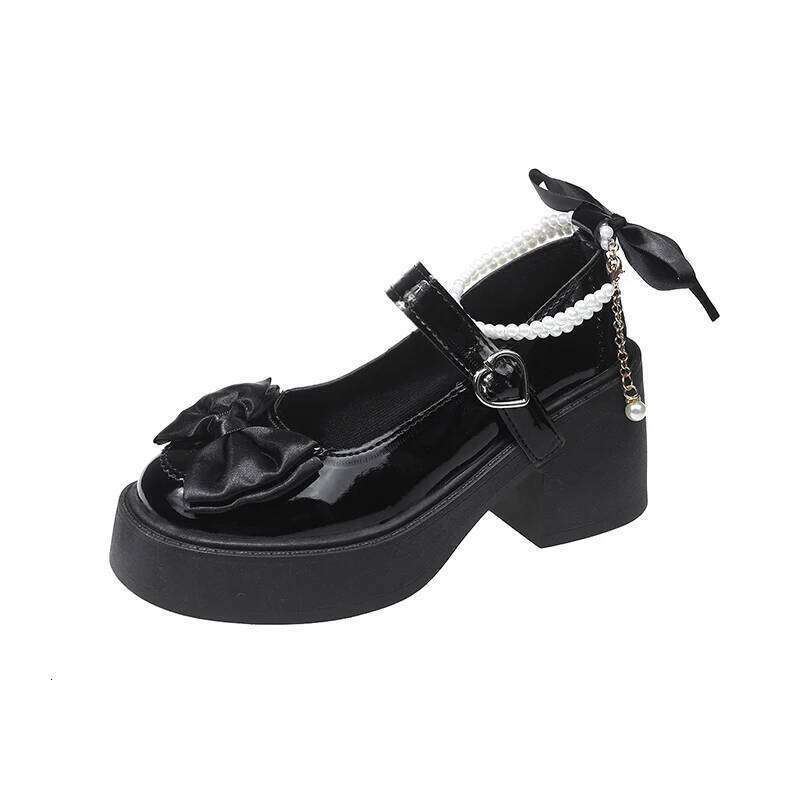 2026 Lolita Black Super High Heels Mary Jane Women Chunky Platform Pumps Woman Ankle Buckle Party Shoes