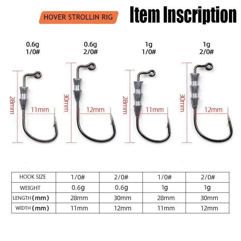 JYJ 10pieces 0.6g 1g jigging ,Stroller hover rigs,or soft lure worm bait, small fishing hook rigs S260305