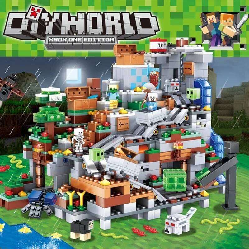 The Cave Village Special Edition Building Blocks With Steve Action Figures Compatible My World Set Toy Z260305