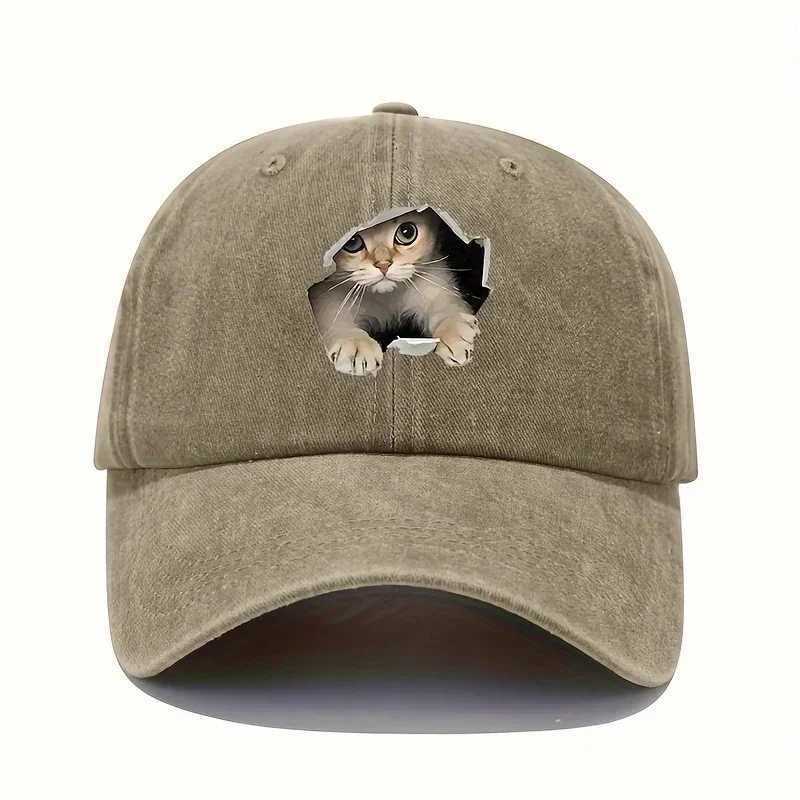 Cat Pattern Design for Four Seasons Leisure and Sports Sunshade Hat Fun Baseball Hat for Men and Women Outdoor Travel S260306