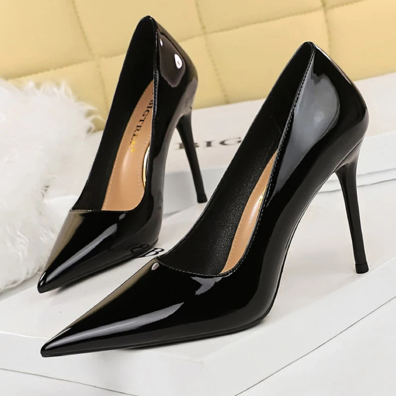 BIGTREE Shoes Pointed Toe Red Women Pumps Patent Leather High Heels Occupational OL Office Shoes Stiletto Female Heels Shoes 260306