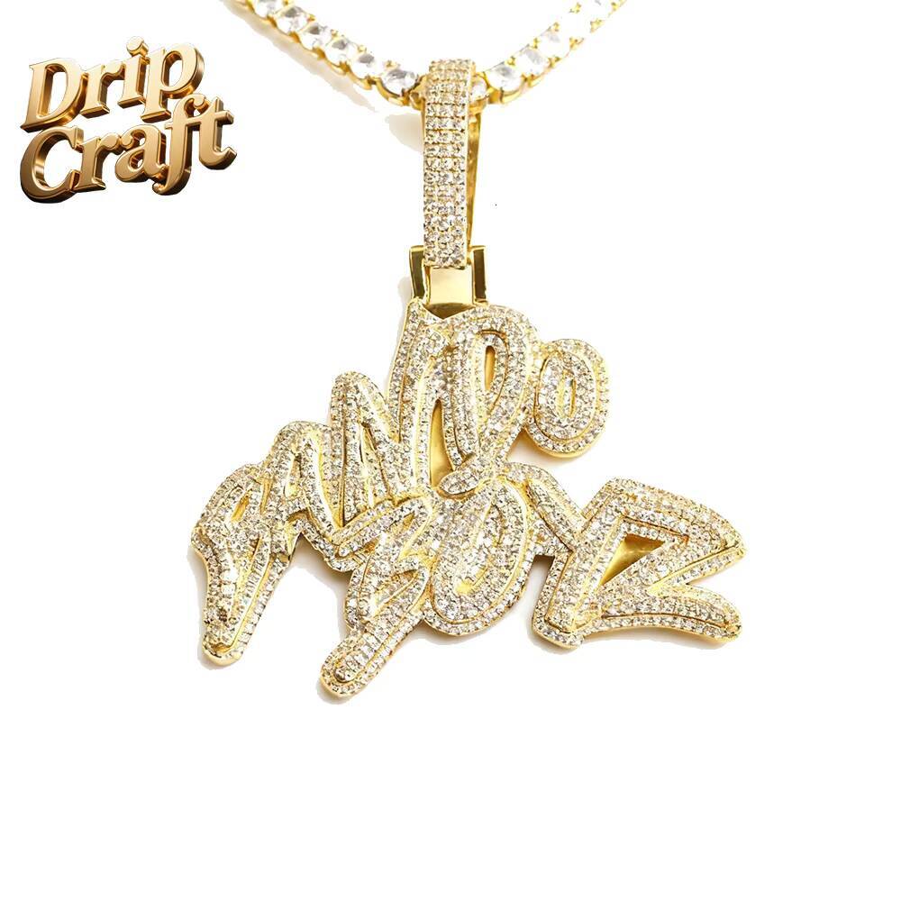 Hip-hop Bando Boyz Pendant Necklace Gold Plated Link Chain silver vvs moissaniteia Unisex Trendy Jewelry