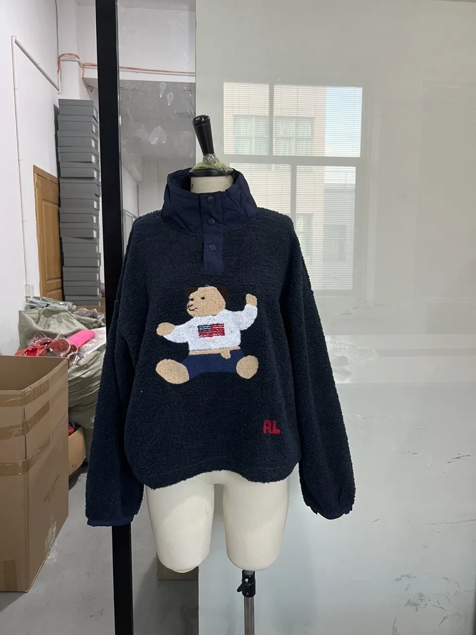Women's Sweaters Cute Bear Pattern Sweatshirts High Collar Warm Polar Fleece Sweater Soft Blouses Tops 2026 Winter Lady Y2K Clothes