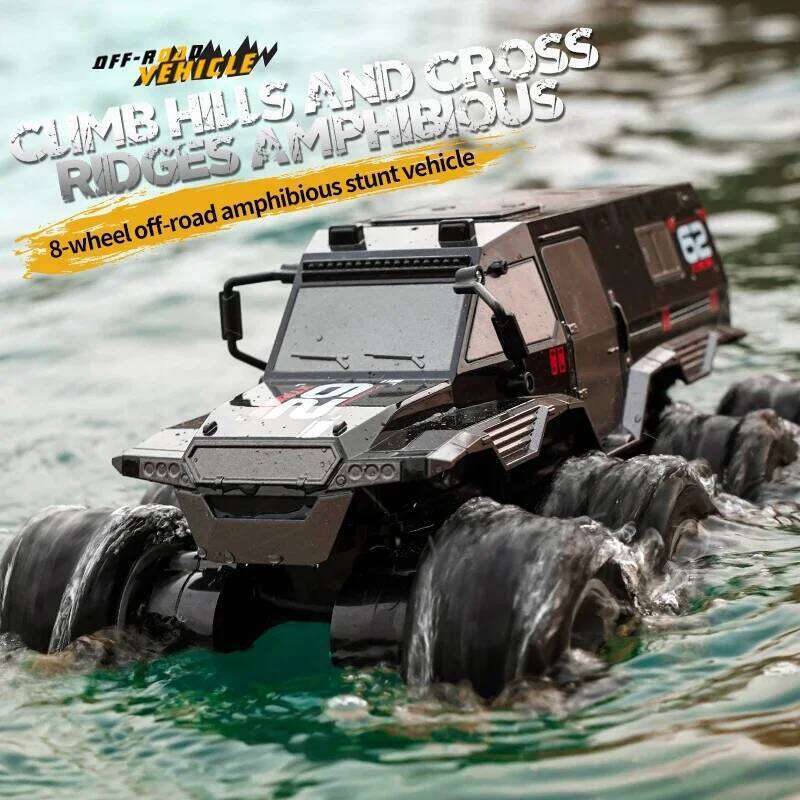 JJRC Amphibious Remote Control Vehicle 8 Wheels Drive 2.4G RC Off Road Cars Water and Land Trucks Stunt Toy for Kid Gift C260305