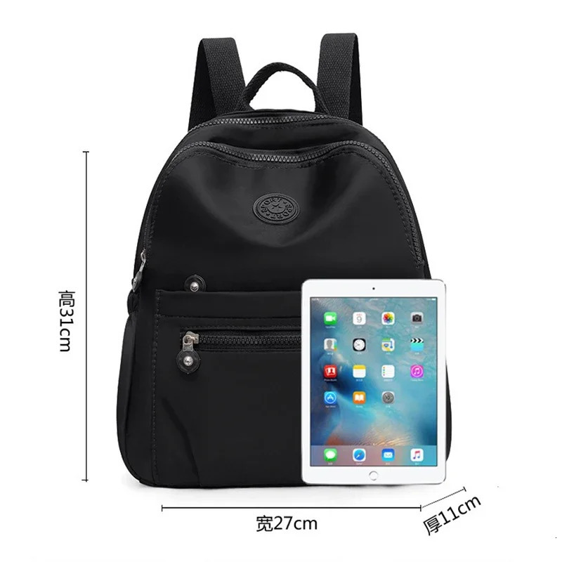 Korean Nylon Backpack Women Casual Solid Color Small Schoolbag Travel Bag For Teenager Student School Rucksack Mommy Bag 260228