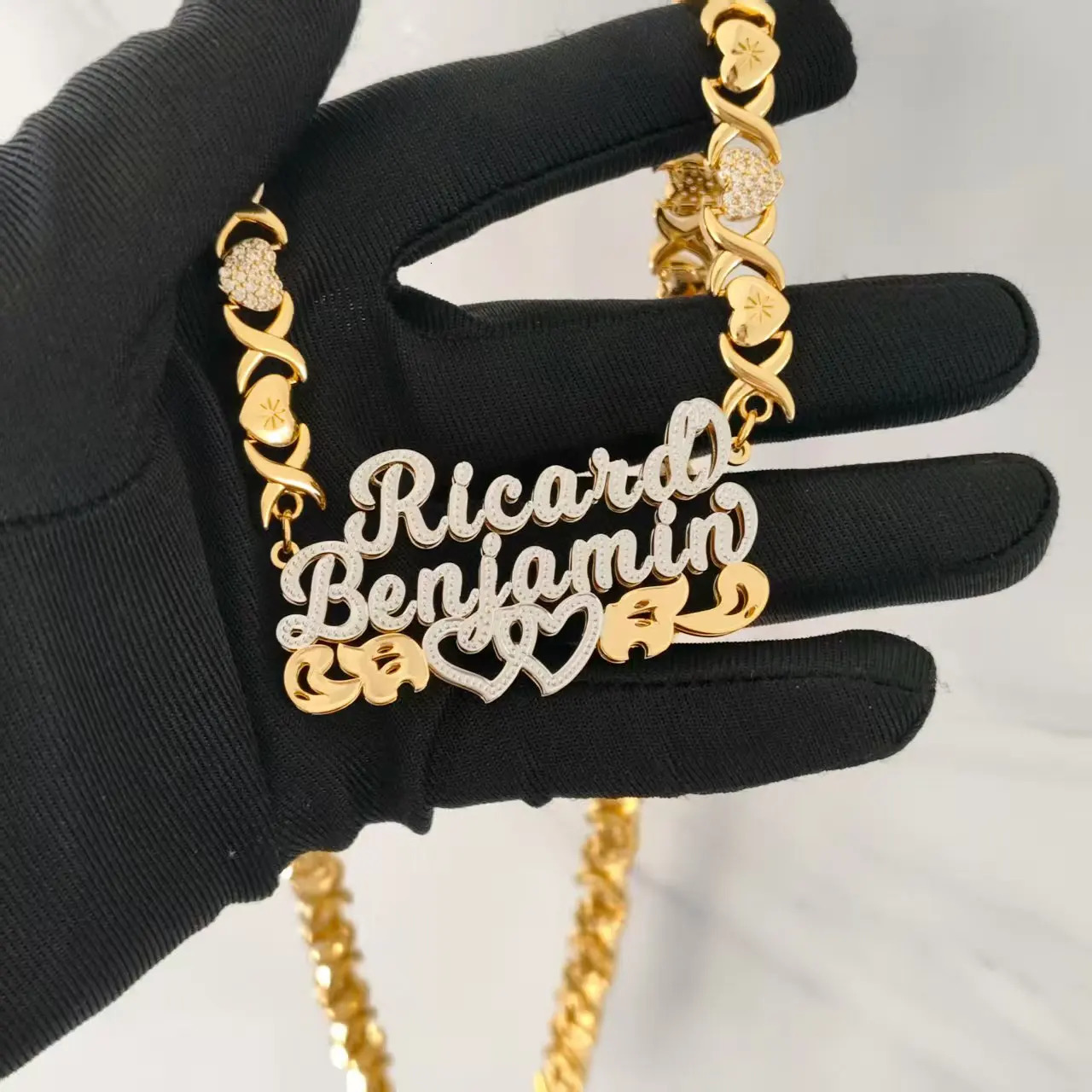 Wholesale Customized 2 Name Necklace Personalized Letter 3D Double Necklace Personalized Jewelry Valentines Day Gift for Her 260302
