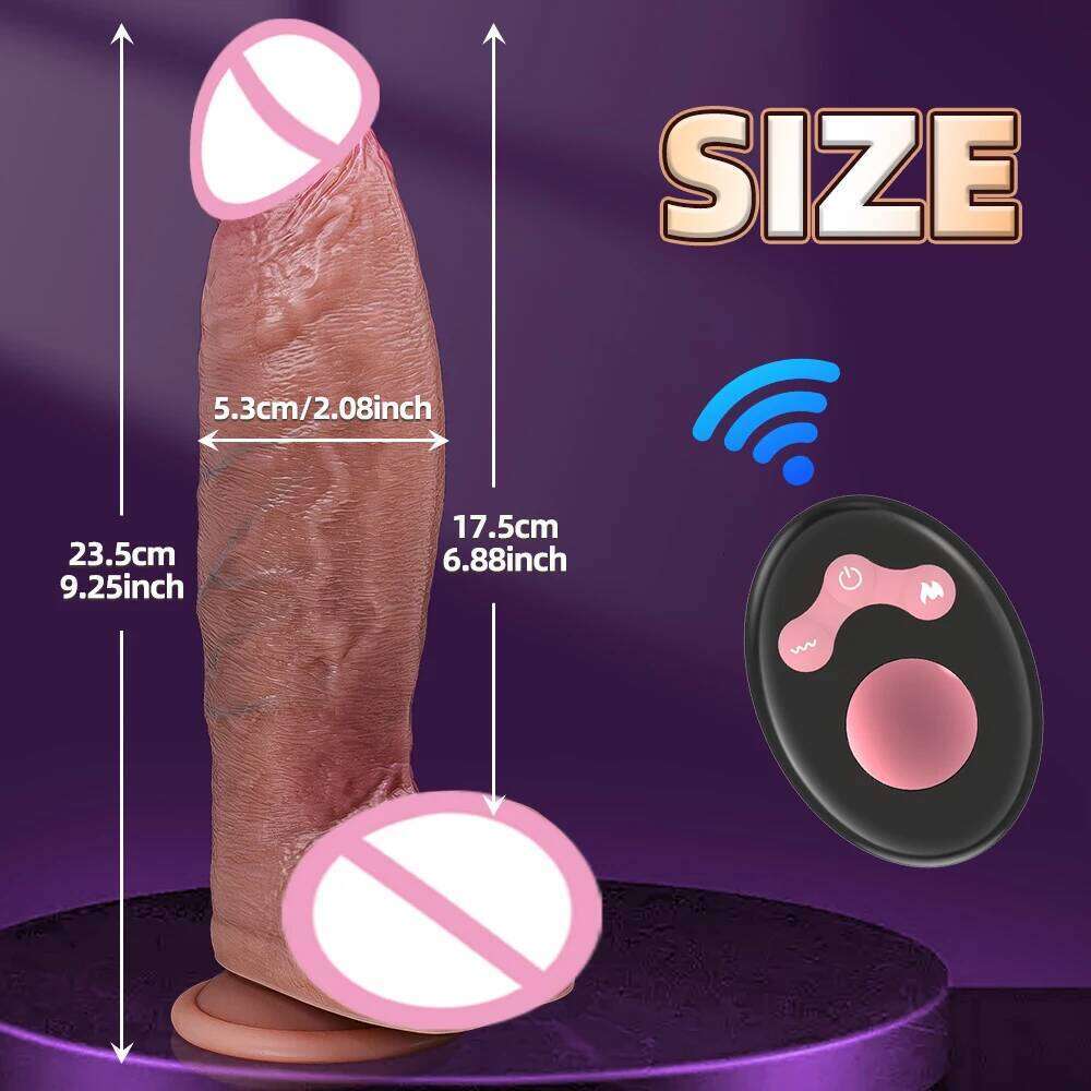 Huge Big Soft Vibrator Heating Realistic Dildo for Woman Men Wireless Telescopic Dick Masturbator Penis G Spot Vagina Anal W260305