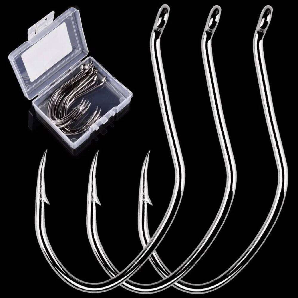 10pcs/Box Barbed Hooks High Carbon Steel Catfish 6/0 -10 Fishhook V Sharp Circle Hook Fishing Tackle Box S260305