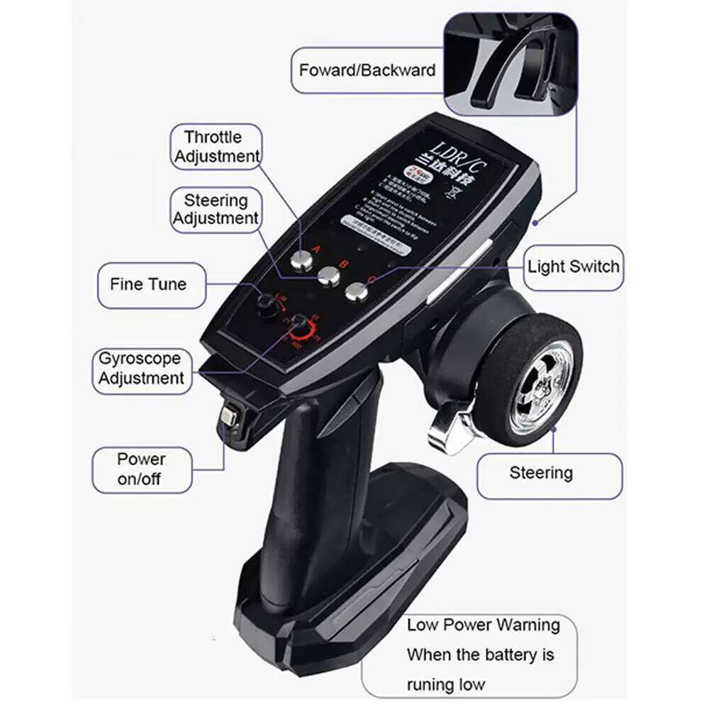 LDRC 1802 1:18 RX7-FC 2.4G Drift Remote Control Car with Gyroscope Metal Drive Shaft Suitable for Adults/Teenagers/Drift Toys C260305