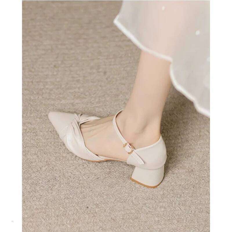 Elegant Bow Prom Party Heels 2026 Spring Women's Block Heel Ankle Strap Pumps | Comfortable Cutout Closed Toe Casual Sandals