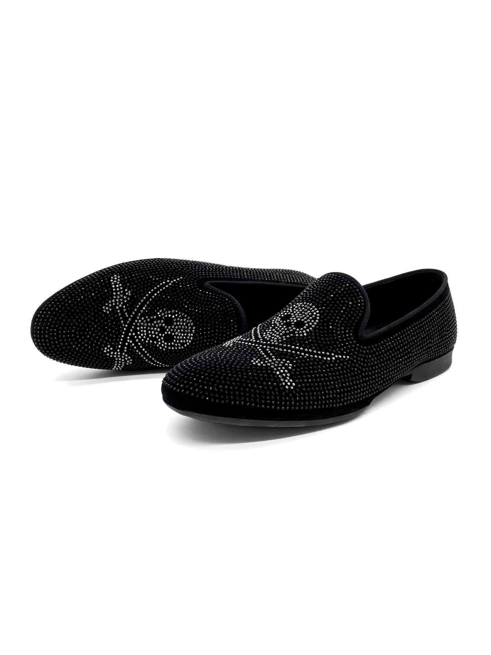 Luxury Rhinestone Shoes Black Men Loafers Wedding Shoes Designer Dress Shoe Pointed Toes Formal Business Party D35 D38