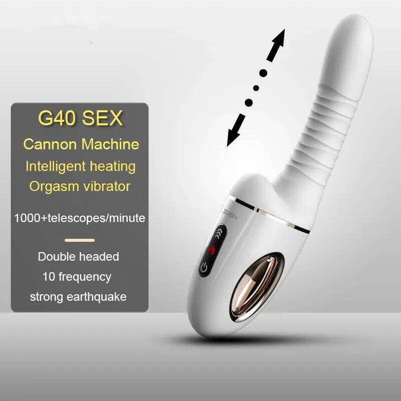 G40 Cannon Machine AI Version G Spot Massager 10 Frequencies Telescopic Dual Heads Vibration Heating Handheld Adult Sex Toys W260305