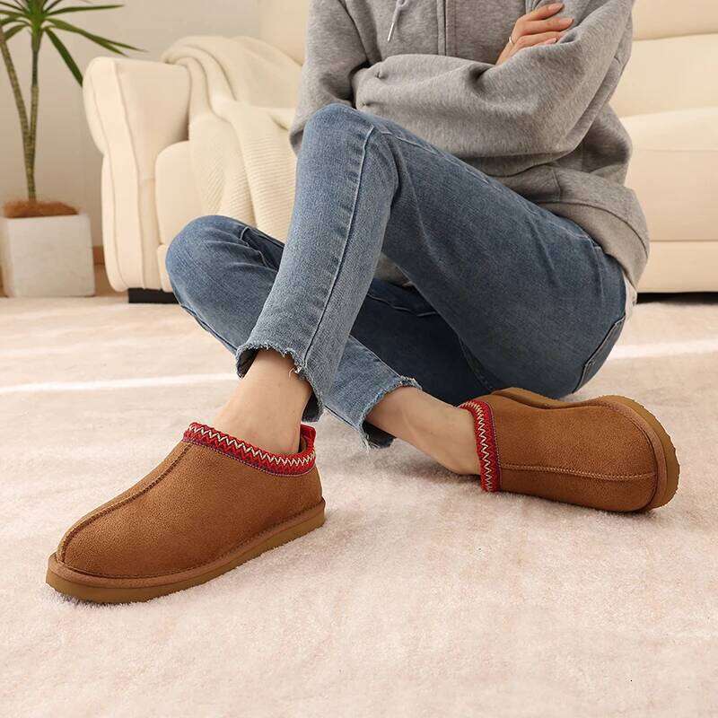 Litfun Women Winter Fluffy Fashion Brand Plush Lined Ankle Snow Boots Outdoor Non-slip Faux Suede Fuzzy House Slippers
