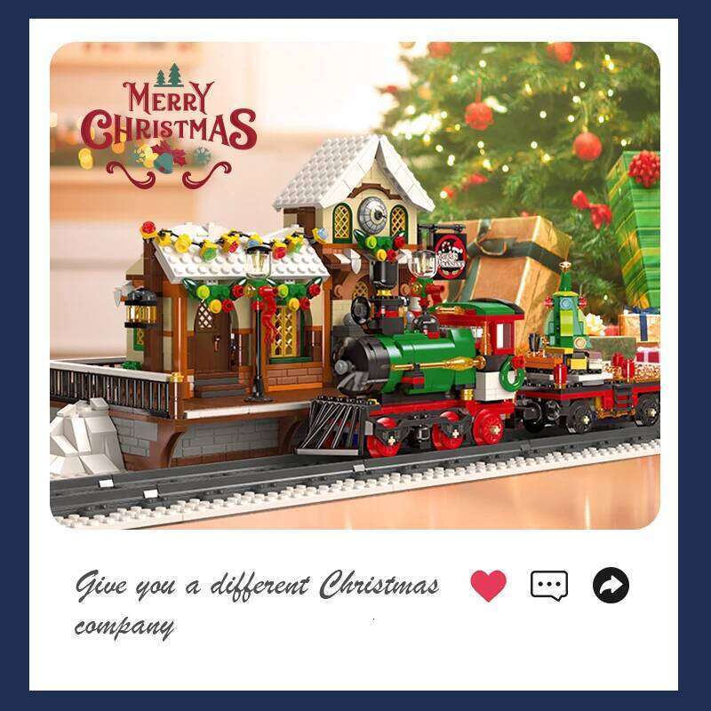 Creative Christmas Building Block The Motorized Winter Holiday Assembly Decoration Kids Train Model Gifts for Boys Z260305