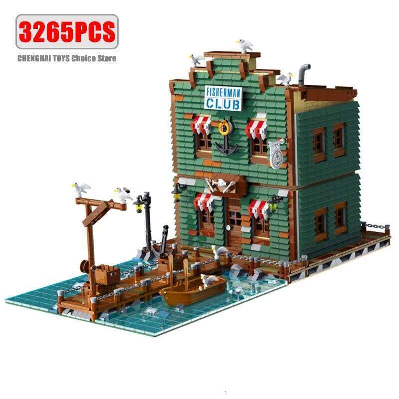 Creative Fisherman's Cabin Store Modular Building Blocks Brick Streetview Series City Architecture Model Sets Kid Toys Boys Gift Z260306