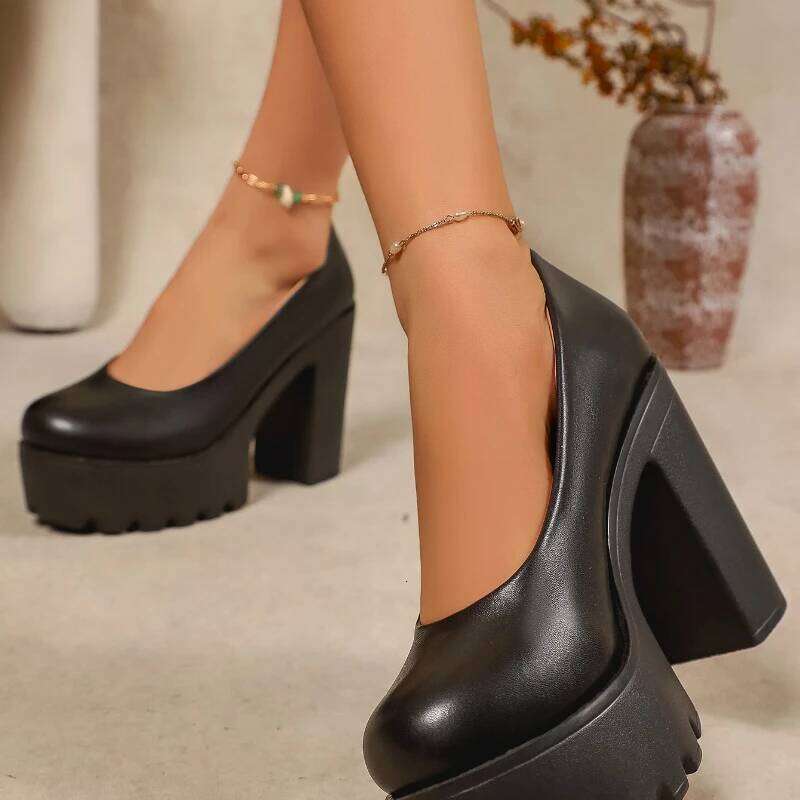 2025 New Ultra Fashion Simple Thick Bottom Women's Casual High Heels