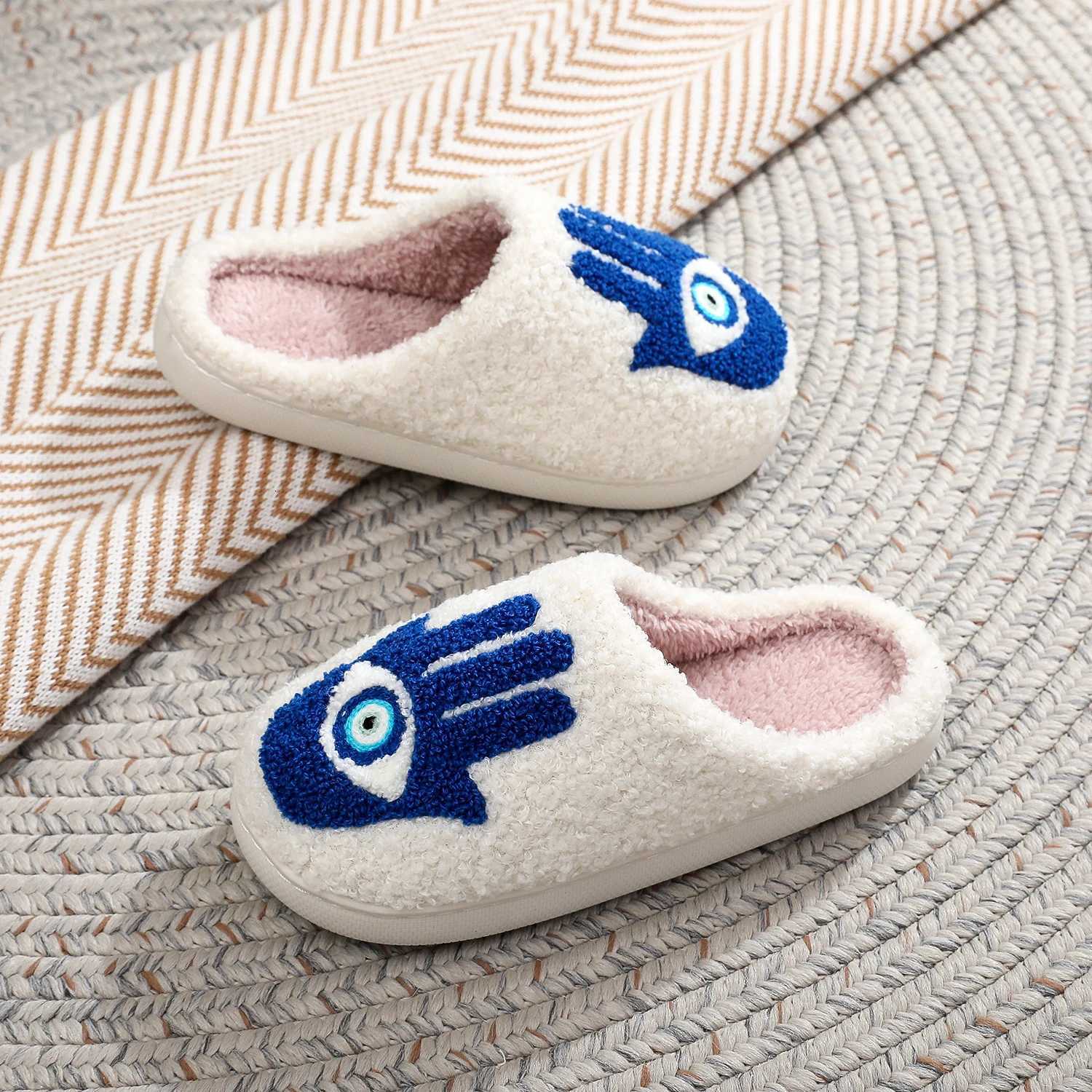 Winter Funny Palm Fur Slippers Home Wear-Resistant Non-Slip Plus Velvet Thick Bottom Cotton Slippers S260305