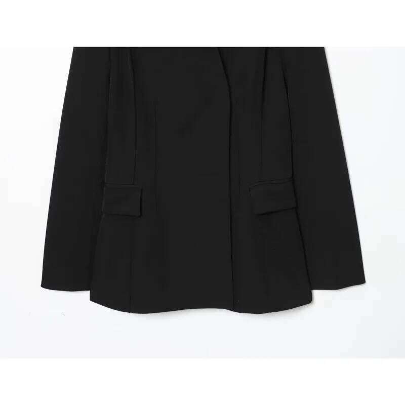 Autumn Women Simple Blazer V Neck Long Sleeve Women's Casual Pocket Coats Chic Female Tops