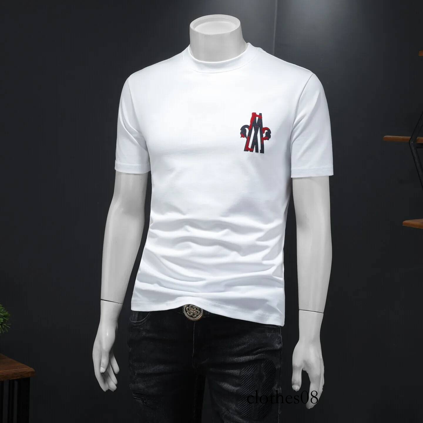 Men's Faionable round Ne ort Sve T-irt Wide Cut Urban Sle Polyester Cotton Blend Summer Top Classic Design