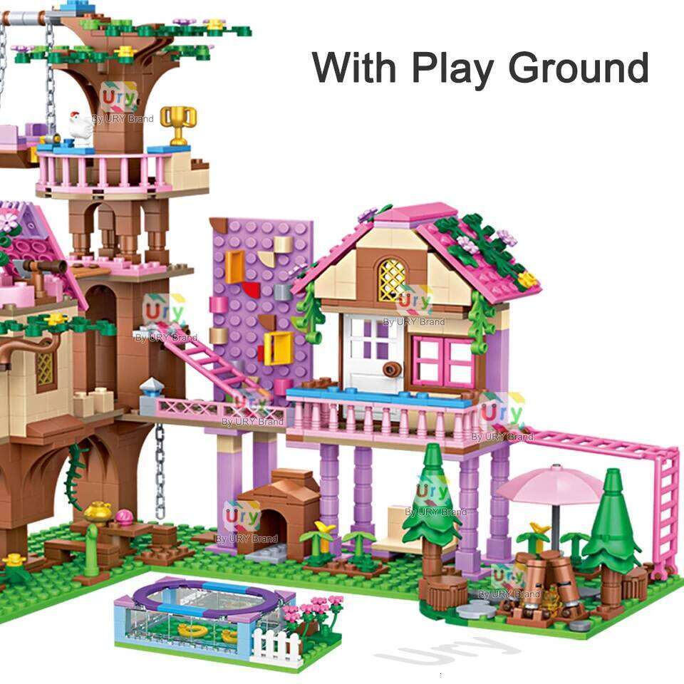 Friends City Tree House Summer Holiday Villa Castle Garden Swimming Pool Building Blocks Sets Figures DIY Toys for Girls Gifts Z260305
