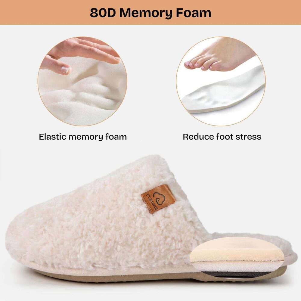 Litfun Winter Furry Cotton For Women Casual Soft Sole Slip On Flats Slides Fluffy Comfy Indoor Women's Slippers