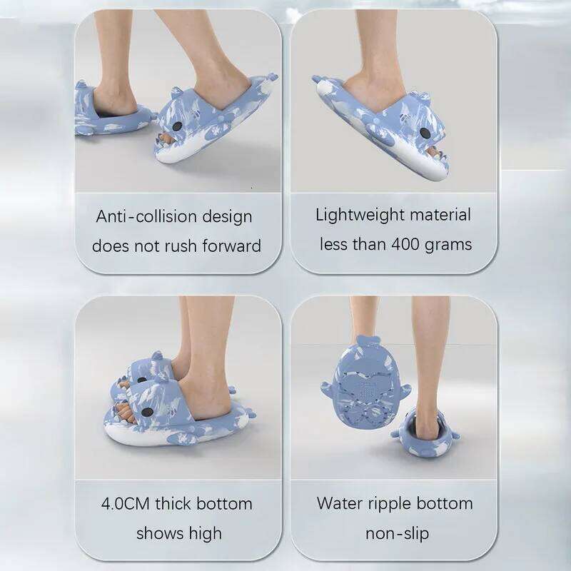Litfun Slippers For Women Men Summer Fashion Beach Non-slip Sandal Platform Shark Slides Home Couple Thick Soled Flip Flop