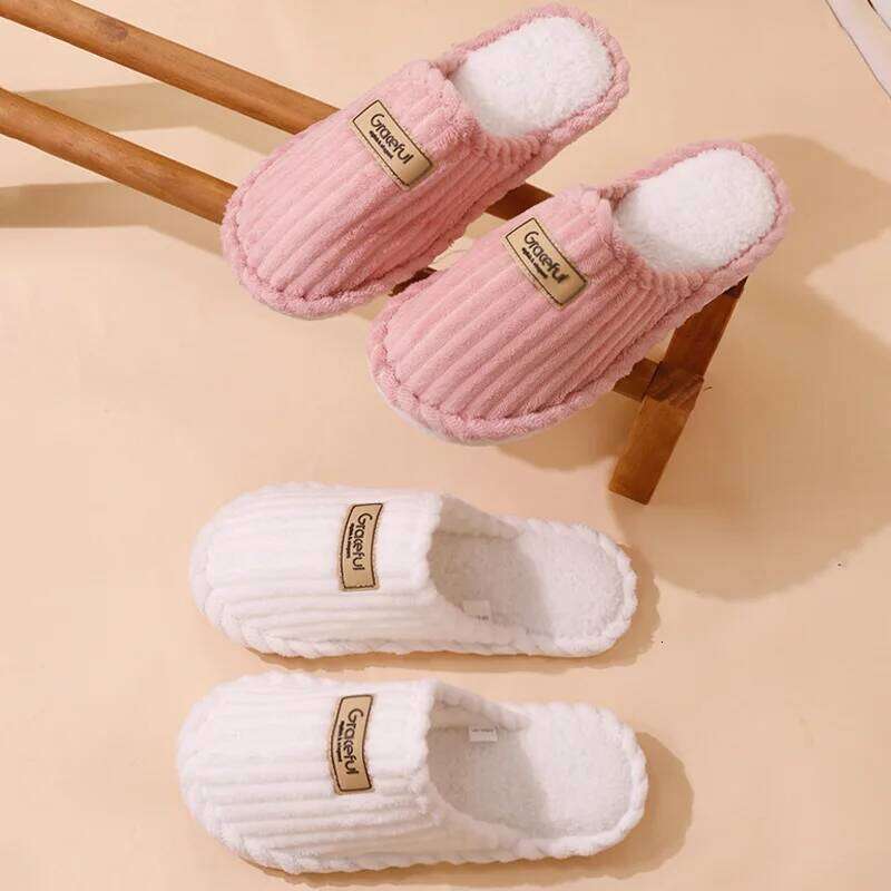 Winter Women's Indoor Slippers Warm Casual Plush Men Home Shoes Non-slip Autumn Flats Comfortable Couple House Slides