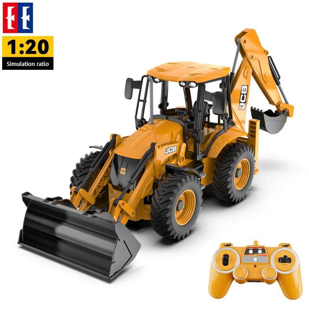 Double E E589 RC Excavator 1/20 2.4G 11CH Remote Control Cars Trucks Backhoe Loader Light Sound Construction Truck JCB Model C260305