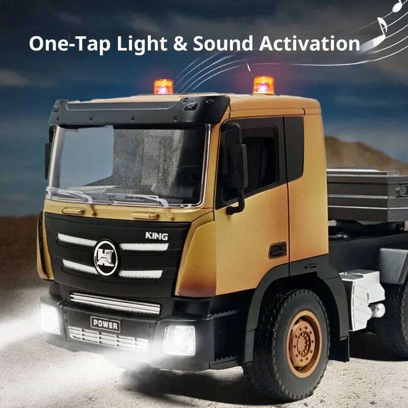 Delin 1318 Nine Channel RC Toy Car Model - Remote Control Flatbed Trailer Simulation Engineering Vehicle for Kids C260305