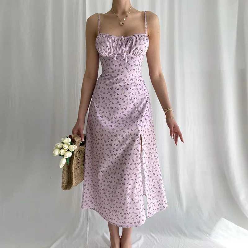 Hugcitar Women Elegant Floral Beach Vacation Bodycon Streetwear Long Dress 2024 Summer Clothes Items For Business X260306