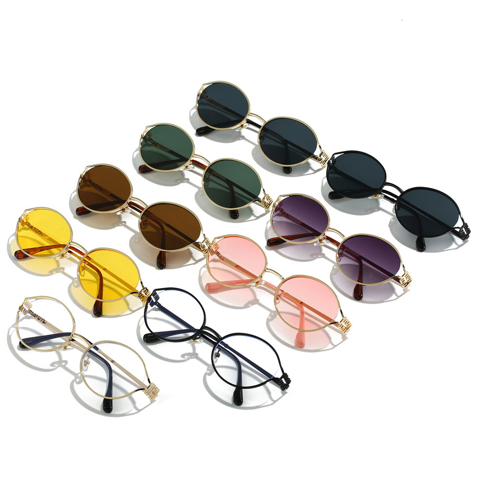 25 new frame metal sunglasses for women, fashionable and high-end, anti-blue light, round frame, unique design