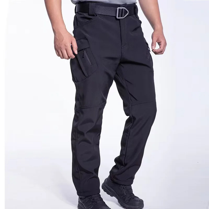 Men Winter Autumn Fleece Waterproof Cargo Pants Hiking Camping Softshell Climbing Casual Warm Tactical Military Combat Trousers 260304