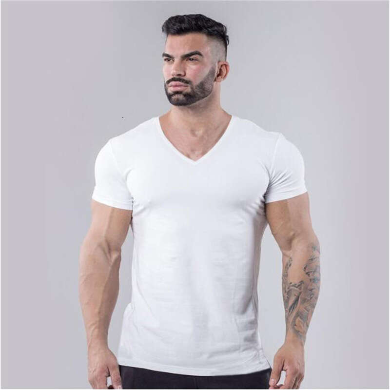 Sports T-Shirt Running Set Men's Short Top Summer V-Neck Pure Cotton Training Long Sleeve Basketball Fitness Clothing