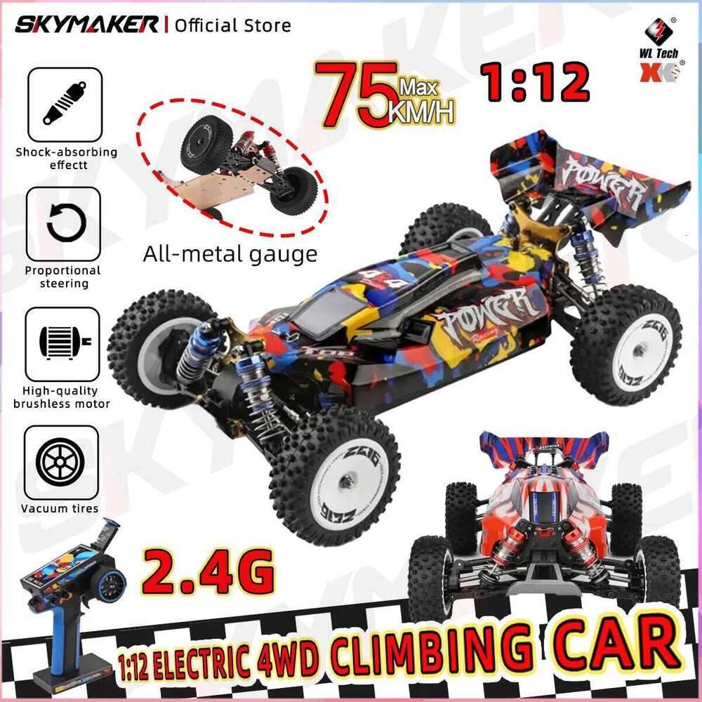 WLtoys 1:12 RC 124007 124008 V8 4WD Brushless Motor Max 75Km/H /12 High Speed Off-Road Remote Control Racing Car Toys Gift C260305
