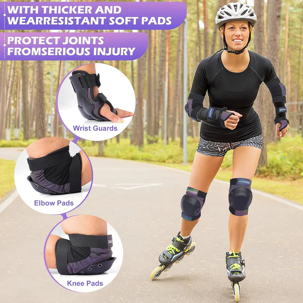 Skating Protective Gear AdultSkate Pads Knee Elbow with Wrist Guards for Roller SkatingSkateboardSkateboardingScooter 260228