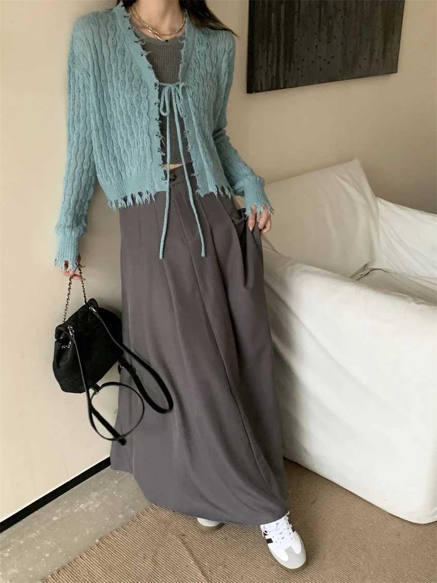 Wool Design With Lace Up and Cardigan Jacket for womens Spring and Autumn New Thin Top Loose Short Knit Sweater 2026 M260306