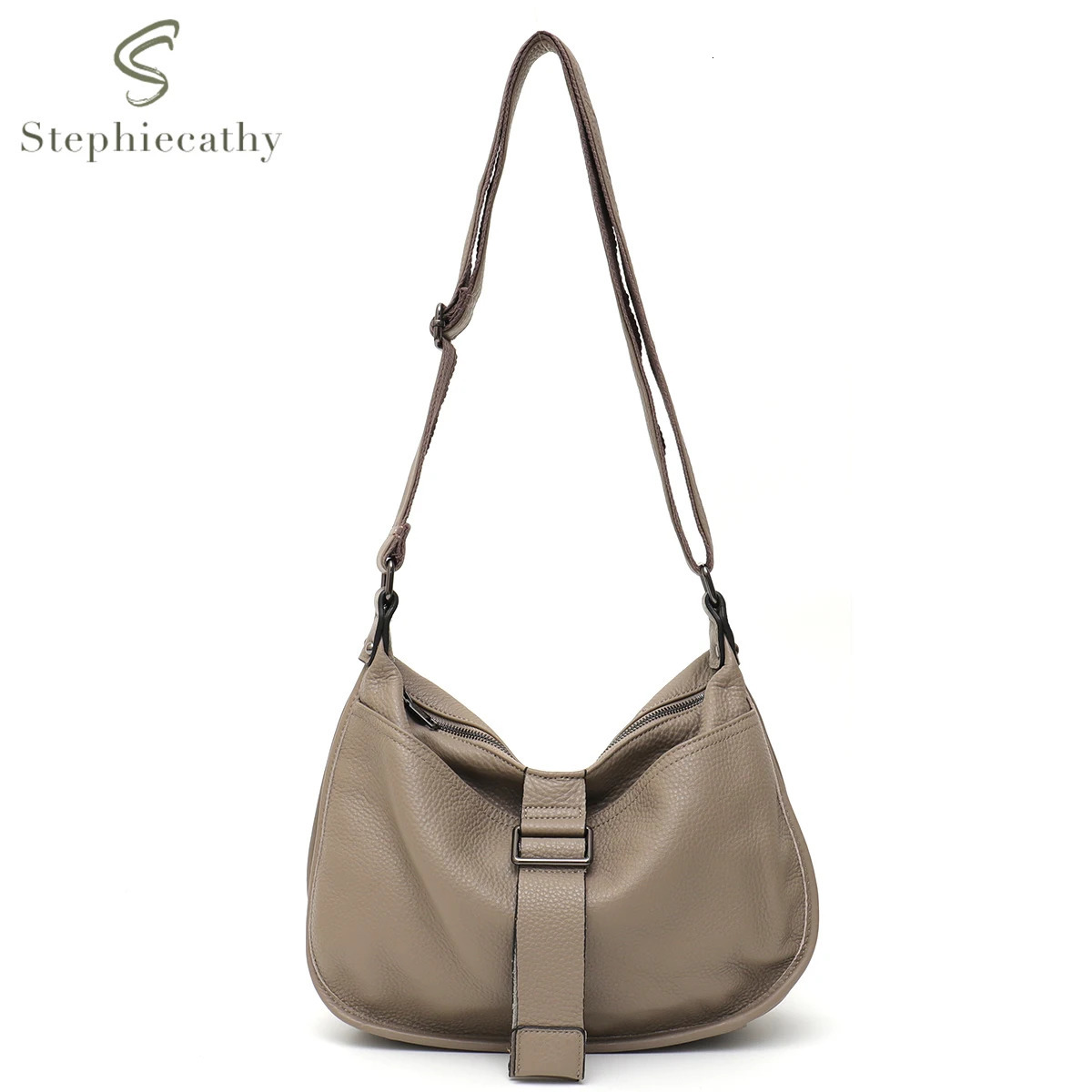 Women Style Genuine Leather Shoulder Bag Multi Pockets Casual Daily Slouchy Preppy Chic Handbag Messenger Satchel Purse 260306