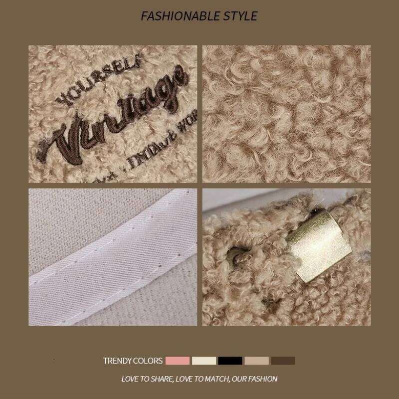 Winter New Lamb Fleece Warm Men Solid Embroidered Letter Baseball Cap Korean Elegant Look Smaller Face Peaked Hat Women Y260304