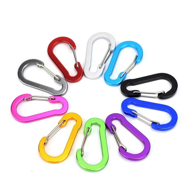 612pcs MultiUse Clips Keychain Clip 5cm Aluminum Alloy DRing Carabiners Fishing Accessories Buckle for Outdoor Camping Hiking 260228
