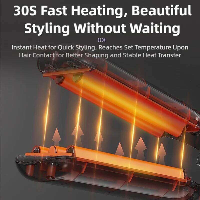 TINSOL 10MM Roll V-Shaped French Wool Curling Iron Rapid Heating 5-Speed Temperature Control Wave Curler 26Y0306