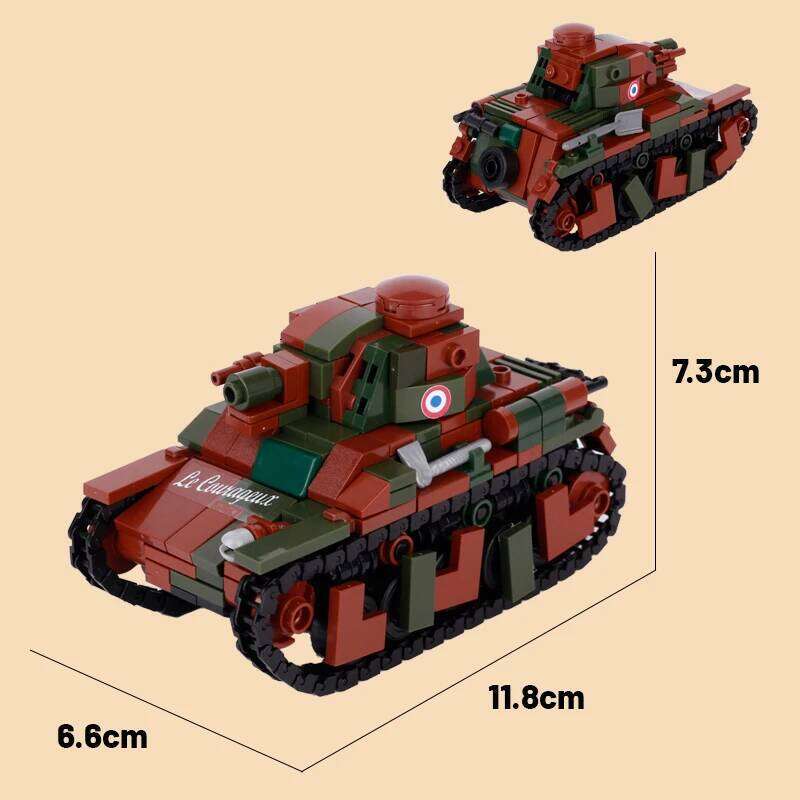 WW1 French Military Light Tank Building Blocks Army Soldier Figures Self-propelled Artillery Model Assemble Bricks Boy Toys Gift Z260306