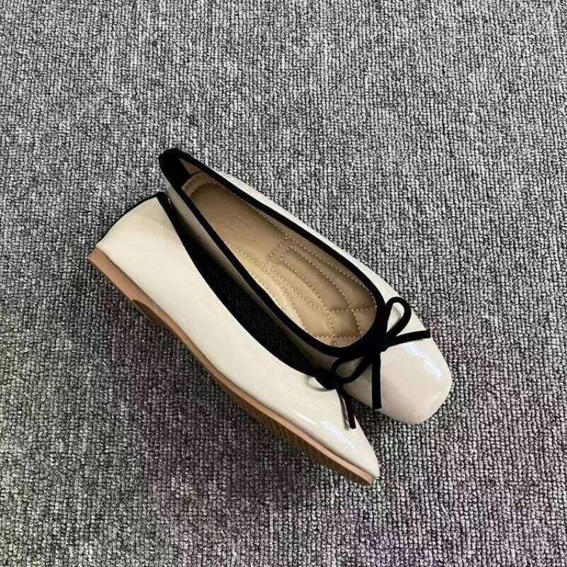 Women's Square Toe Bowknot Loafers Flat Shoes French Style Soft Sole Shallow Slip-Ons for Casual Office Comfortable Driving Shoe