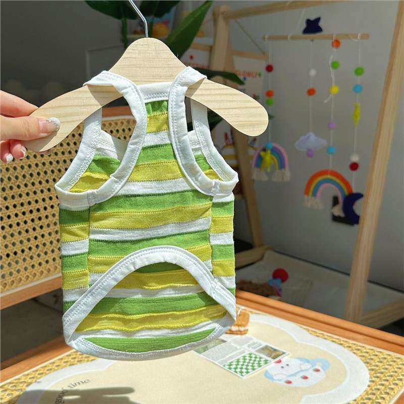 Little Bee Striped 3D Suspender Dog Clothes Spring Summer Thin Bichon Teddy Schnauzer Vest Comfortable Breathable Bamubi