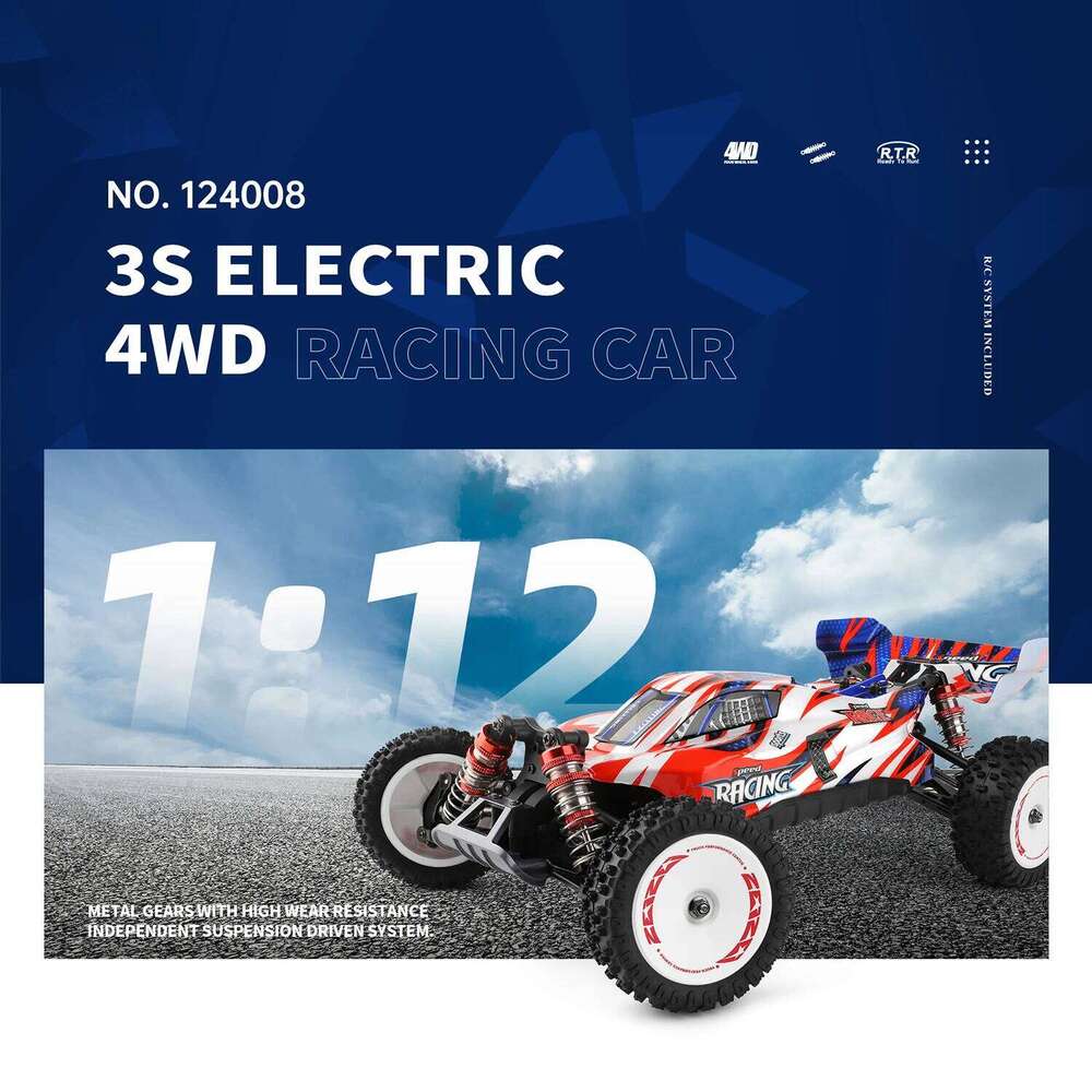 Wltoys 1/12 124008 RC Car 2000mAh 60km/h High Speed 3S Brushless Motor Remote Control 4WD Off-Road Drift Vehicle Toys for Adults C260305