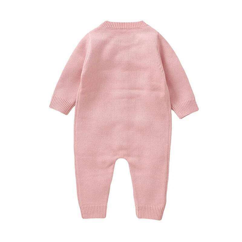 Citgeett Spring Infant Baby Girls Knit Romper Long Sleeve Button Flower Fall Jumpsuit Sweater Pink Clothes Z260306