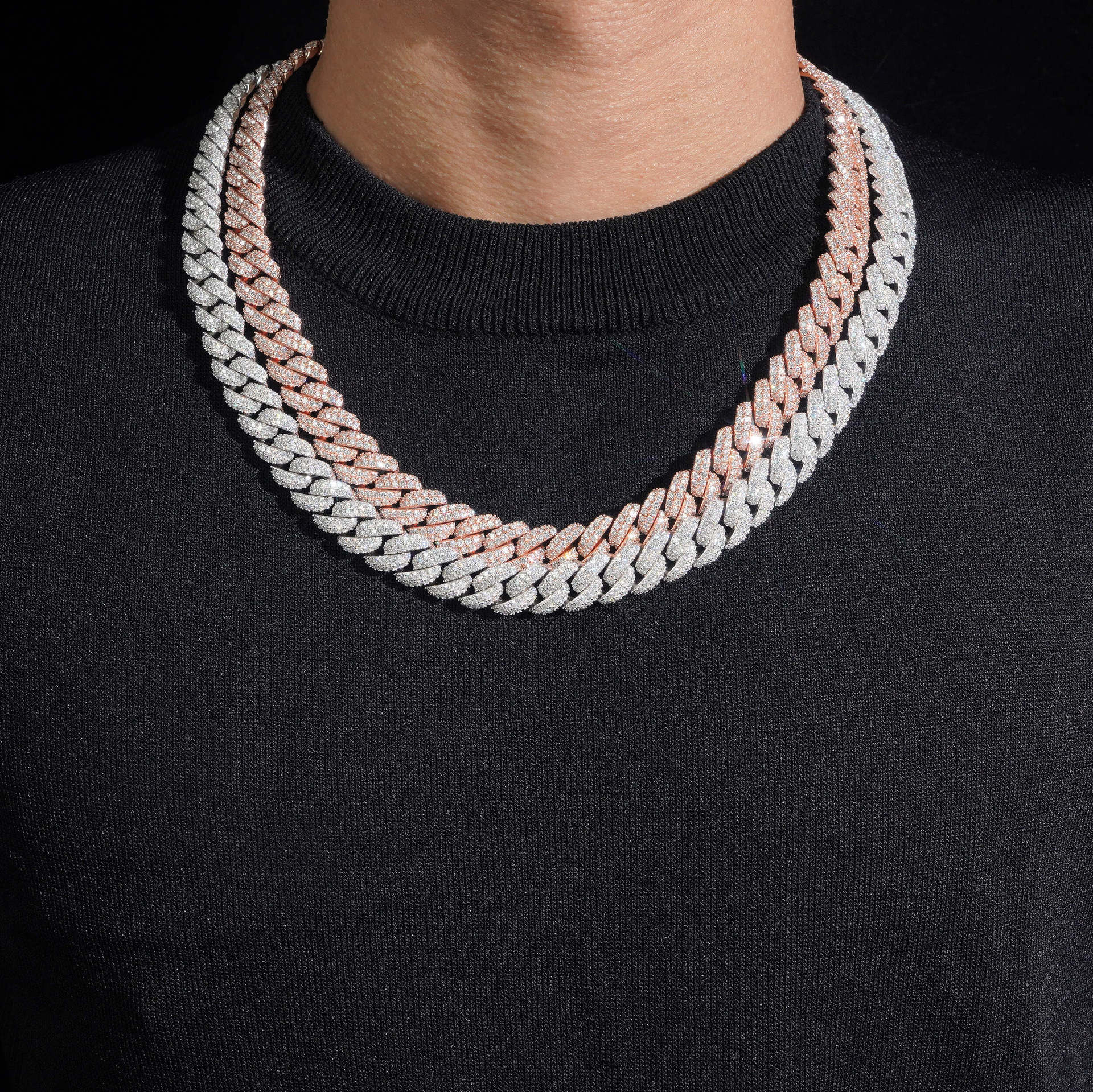 Hip-hop 13mm double-row moissanite bubble Cuban chain jewelry necklace mens high-end bracelet