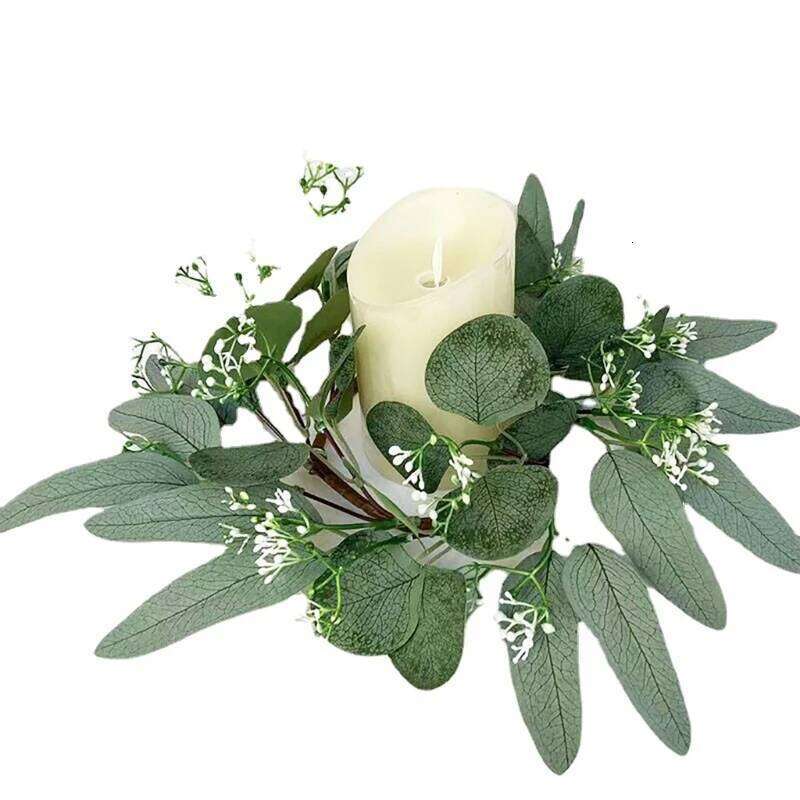 25cm Artificial Greenery For Candlestick Garlands Wreath Candle Rings Wedding Party Christmas Centerpiece Decor XJ260305