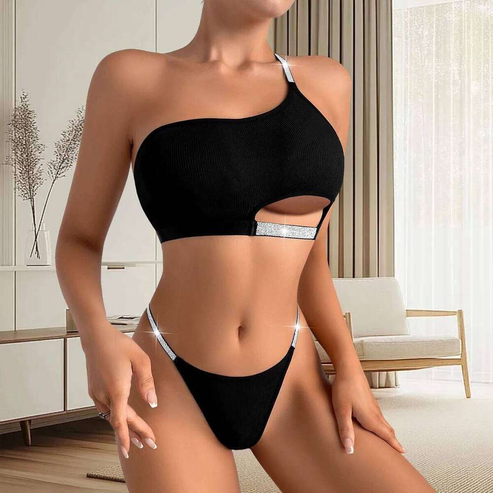 2pcs Women Bras Panties Set Shiny Charming Sexy Lingerie Breathable Fashion Women's Underwear Elegant Backless Brassiere